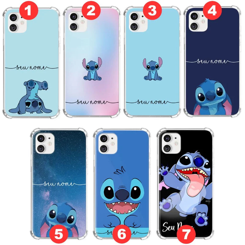 Capa Capinha de celular Personalizada Anti-impacto com nome Stitch