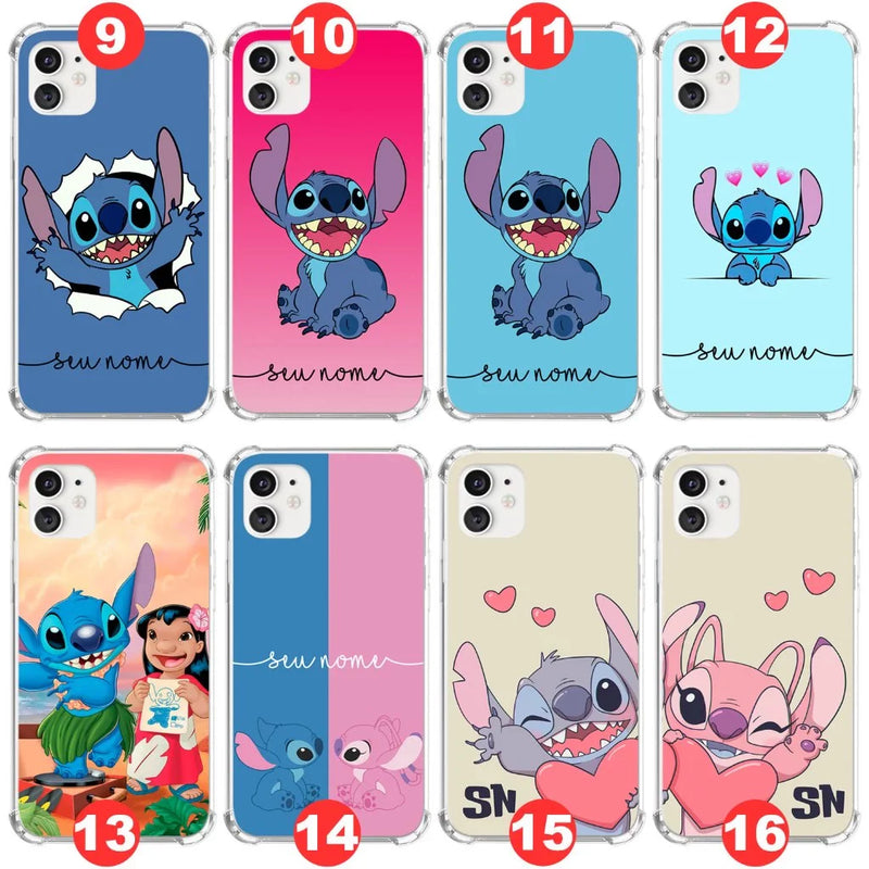 Capa Capinha de celular Personalizada Anti-impacto com nome Stitch