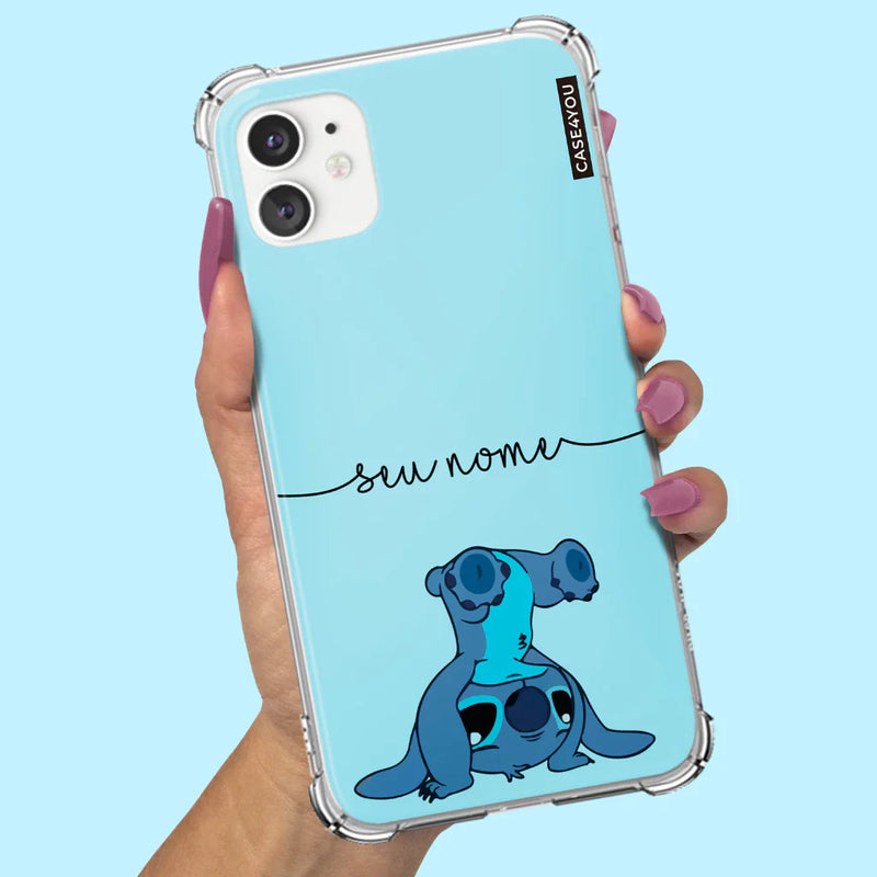 Capa Capinha de celular Personalizada Anti-impacto com nome Stitch