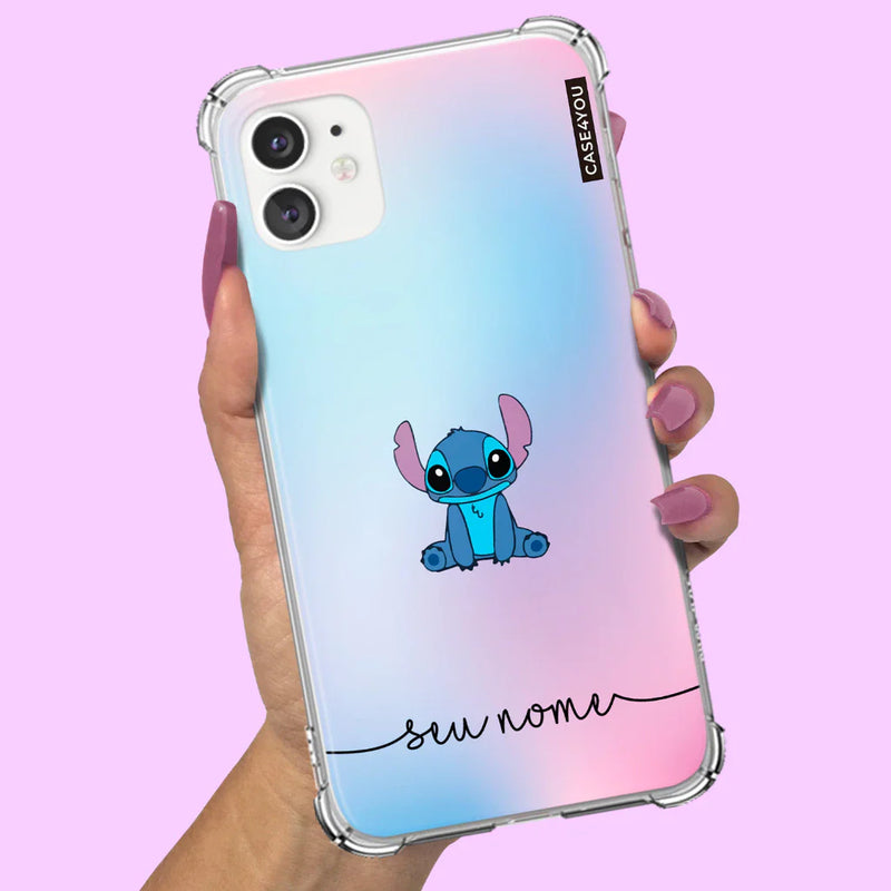 Capa Capinha de celular Personalizada Anti-impacto com nome Stitch