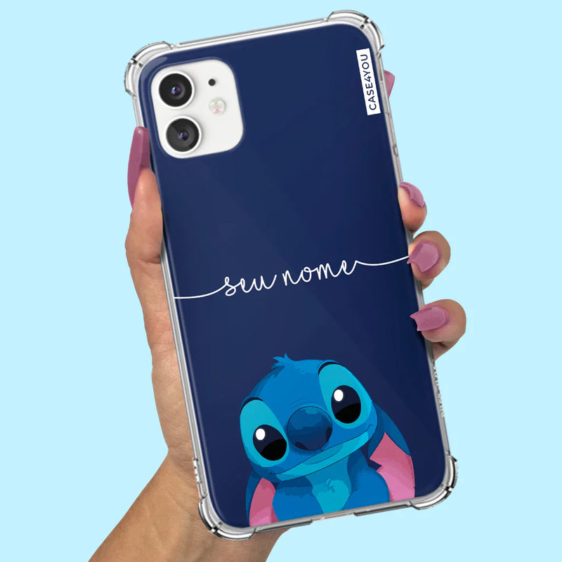 Capa Capinha de celular Personalizada Anti-impacto com nome Stitch