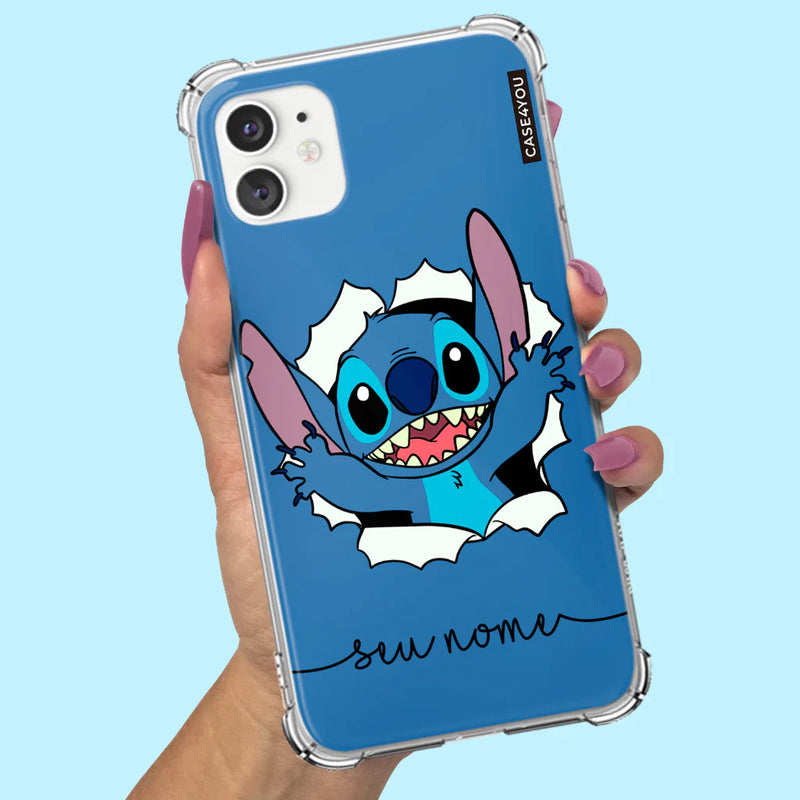 Capa Capinha de celular Personalizada Anti-impacto com nome Stitch