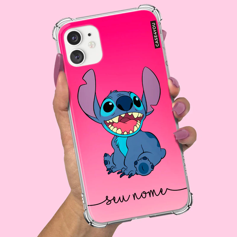 Capa Capinha de celular Personalizada Anti-impacto com nome Stitch