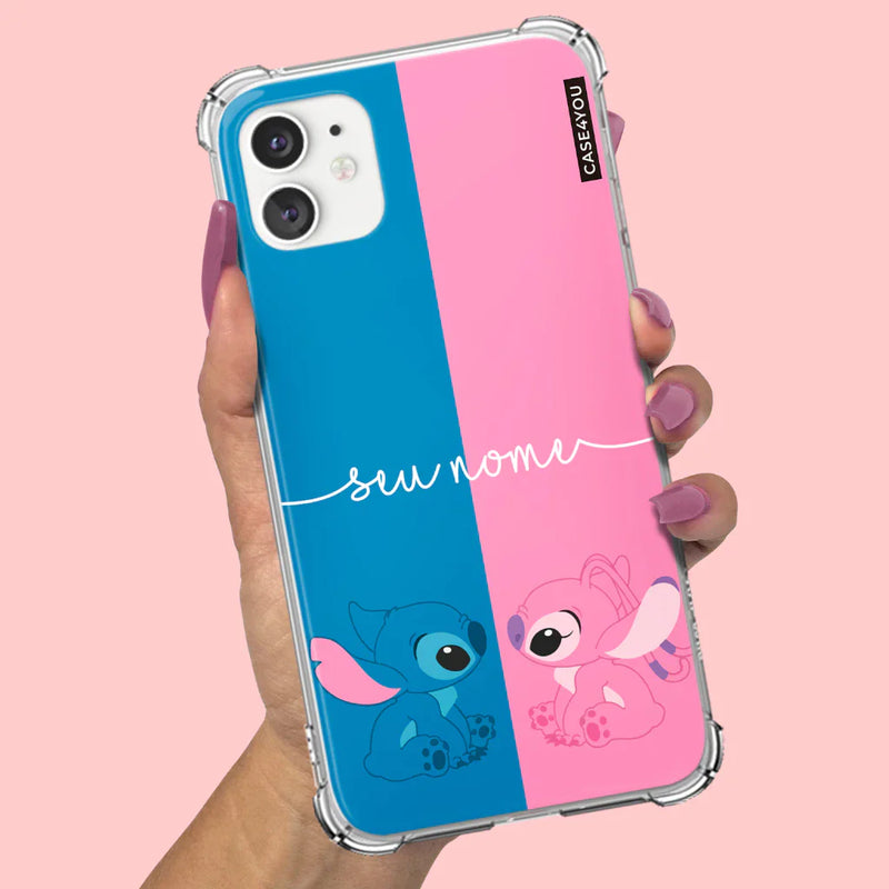 Capa Capinha de celular Personalizada Anti-impacto com nome Stitch