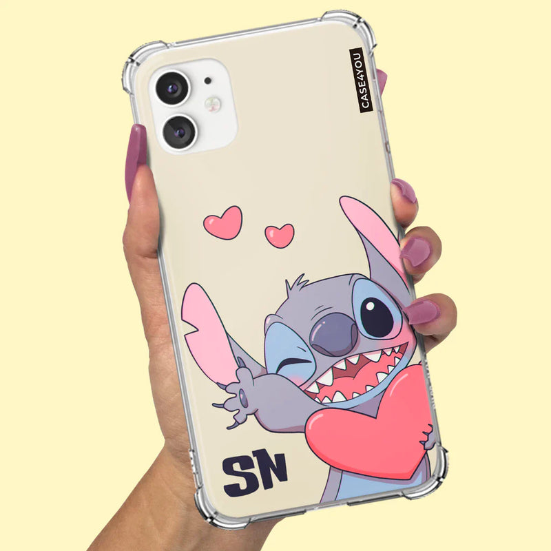 Capa Capinha de celular Personalizada Anti-impacto com nome Stitch