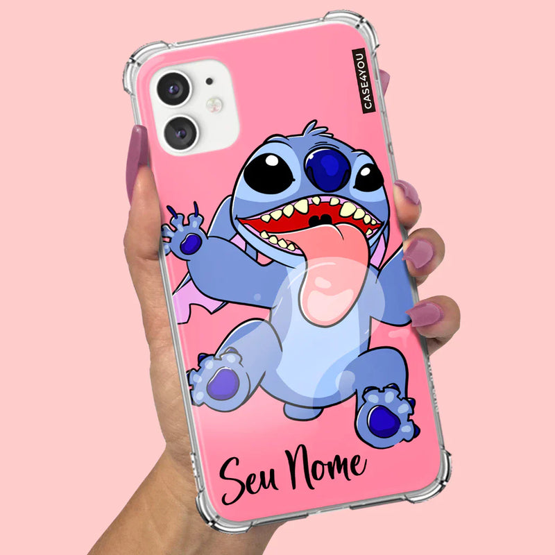 Capa Capinha de celular Personalizada Anti-impacto com nome Stitch