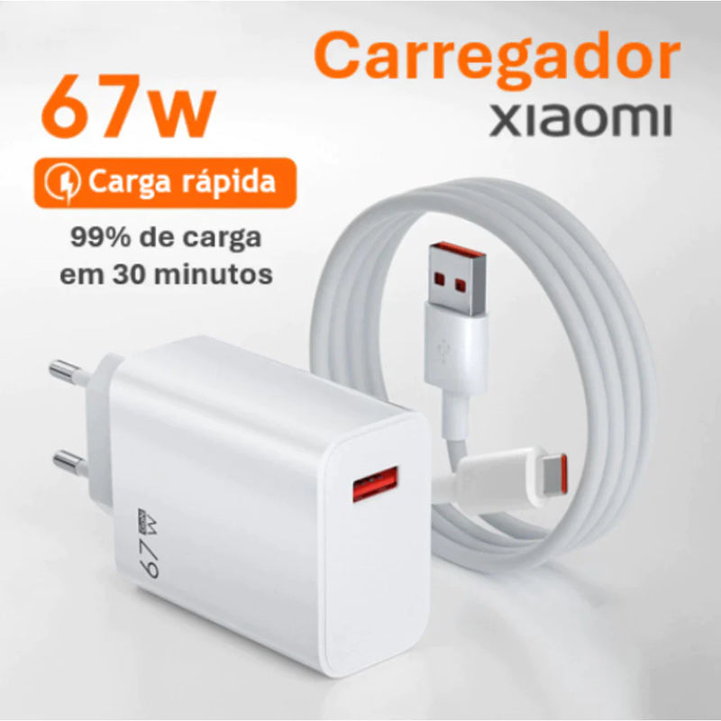 Carregador rápido de 120W 67W com 6A USB C cabo 1M para Mi Turbo Charge Turbo Power Cabo USB + Cabo Tipo C 120W